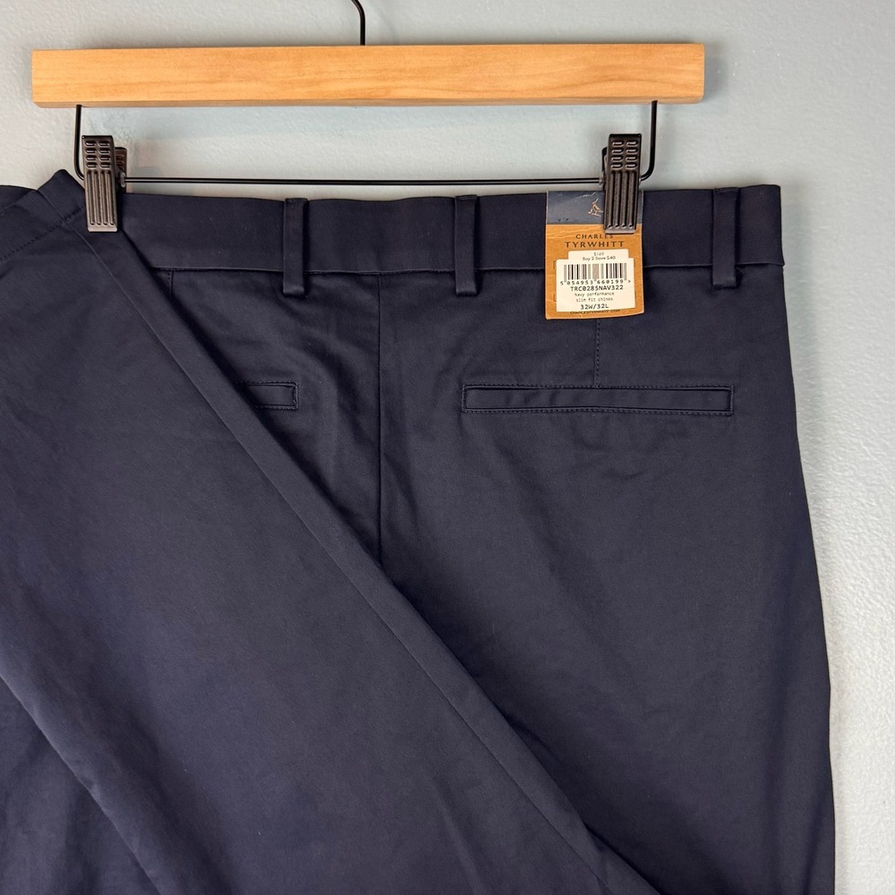 Charles Tyrwhitt Performance Slim Fit Chino Pants Mens 32x32 Navy Blue Stretch
